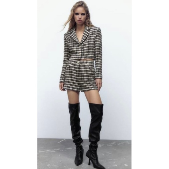 Zara textured tweed cropped blazer - Picture 2 of 5